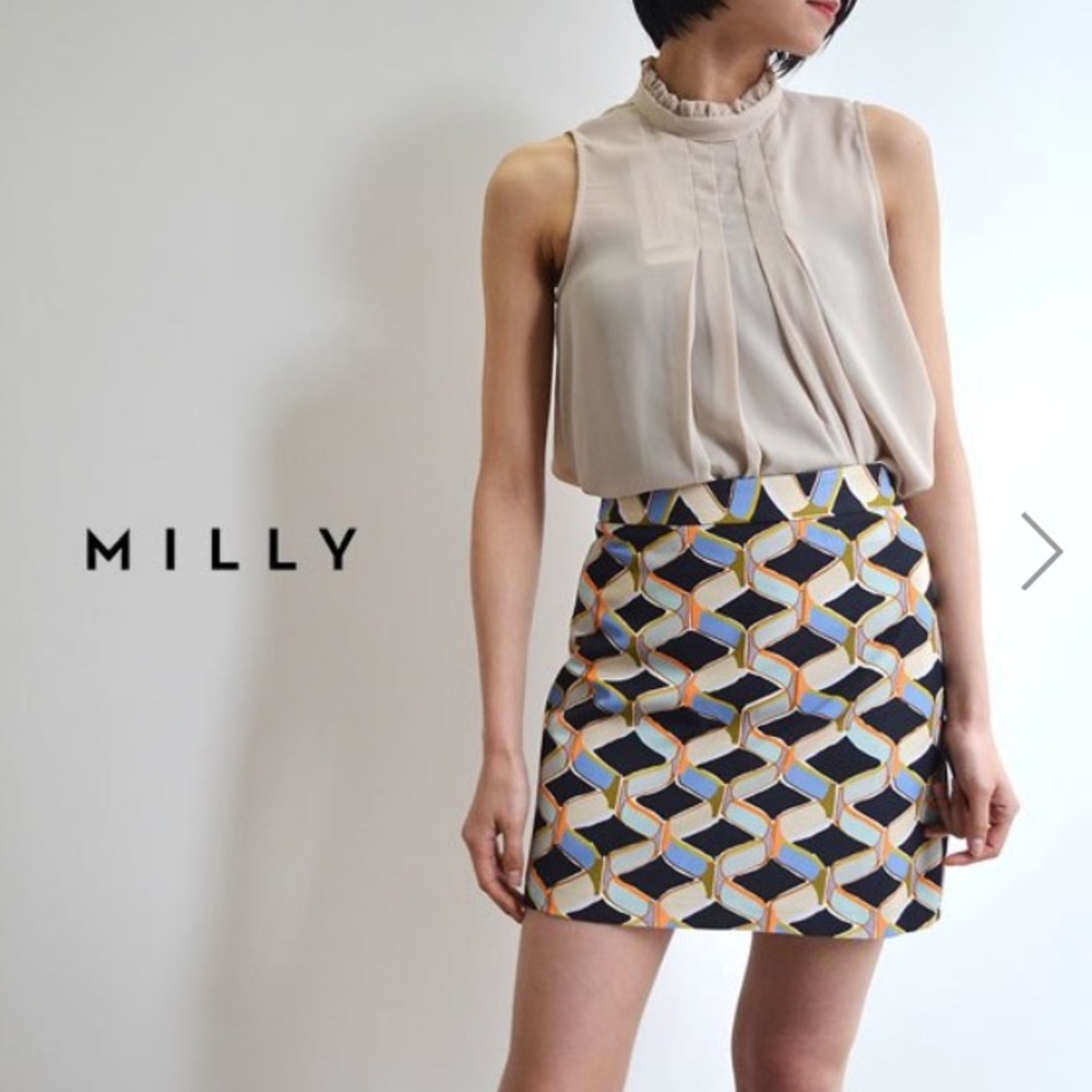 Milly Geometric print mini skirt